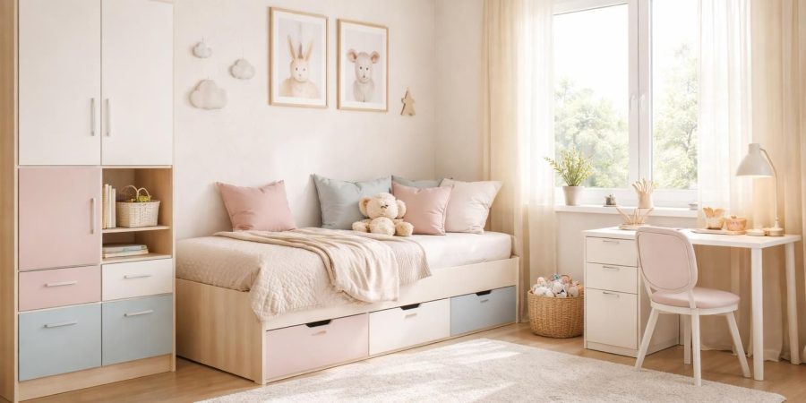 découvrez comment créer une chambre apaisante pour enfants en utilisant des couleurs douces et les meubles pratiques ikea stuva pour un espace harmonieux et fonctionnel.